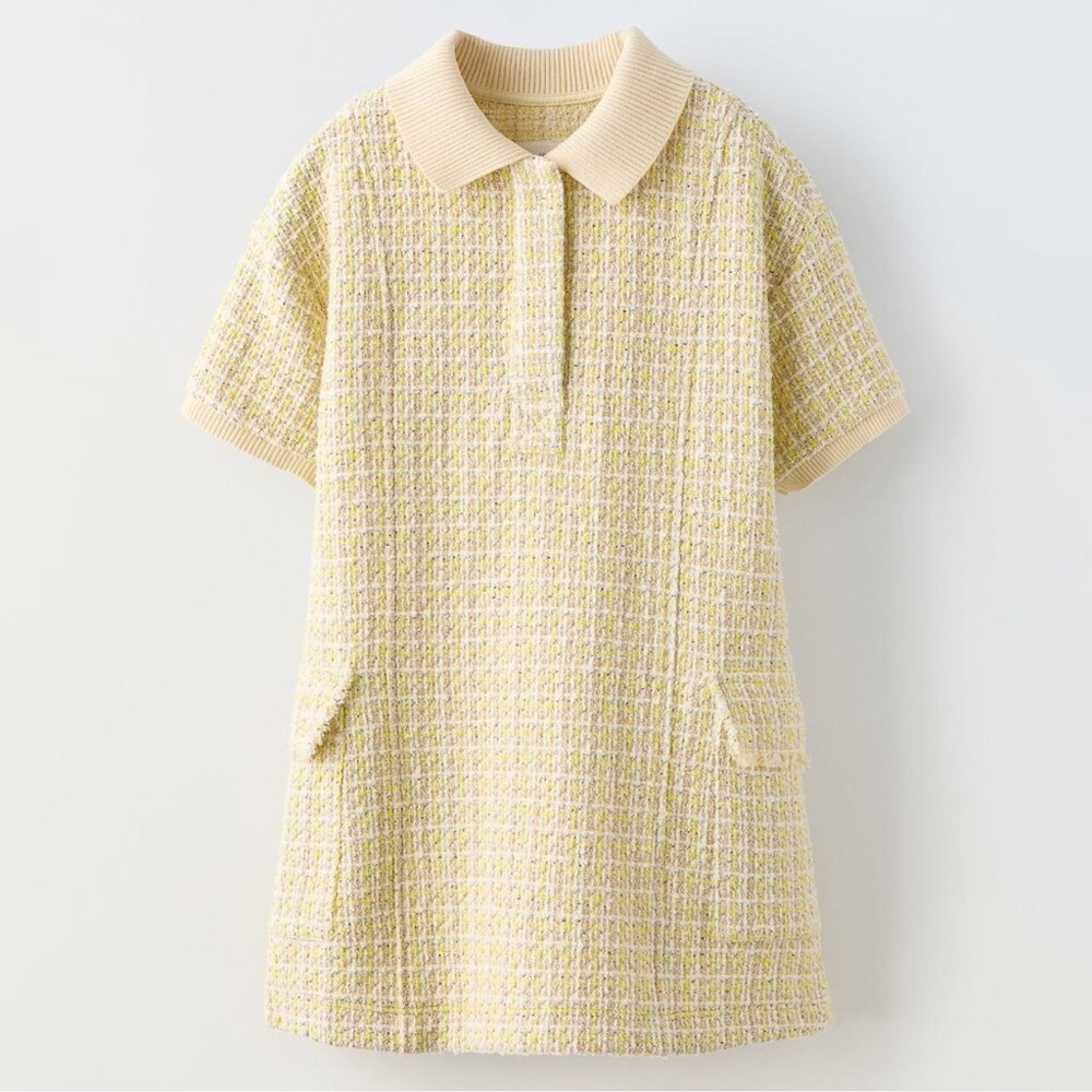Zara new with tags girls yellow tweed dress